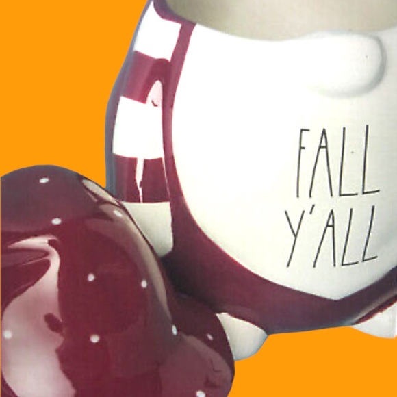 Rae Dunn Autumn Halloween FALL Y'ALL Gnome Canister 11" Red White w/ Lid. NWT. - Picture 2 of 2